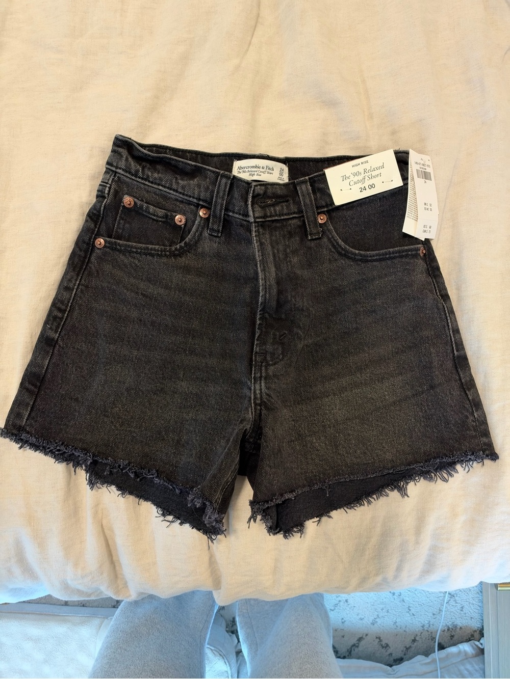 Abercrombie & Fitch Black Raw-Hem Denim Shorts